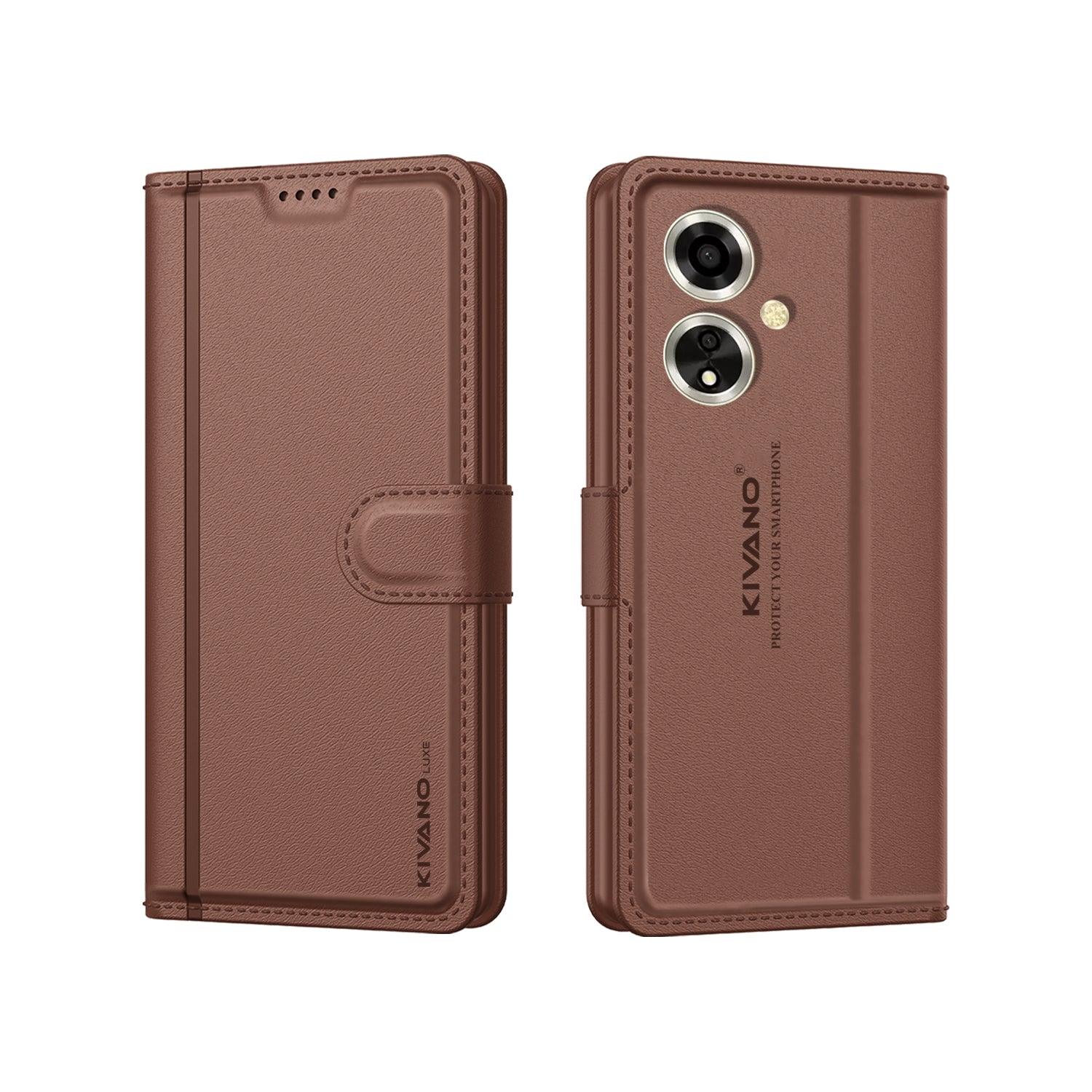 Leather Wallet Case for Oppo A59 5G ?Stylish Flip Folio Cover with Card Holder, Stand, and RFID Protection -KIVANO LUXE - Aibex